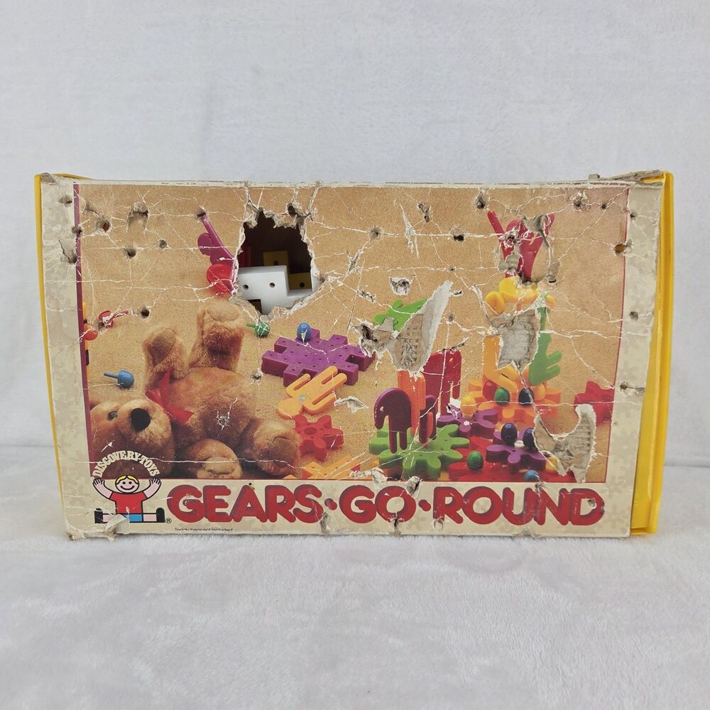 Vintage Discovery Toys Gears Go Round Building Set 97 Pieces w/ Original Box
